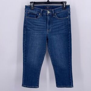 Hilfiger Sz 4 Tribeca Skimmer Length Jeans Stretch Denim Below Knee Medium Wash